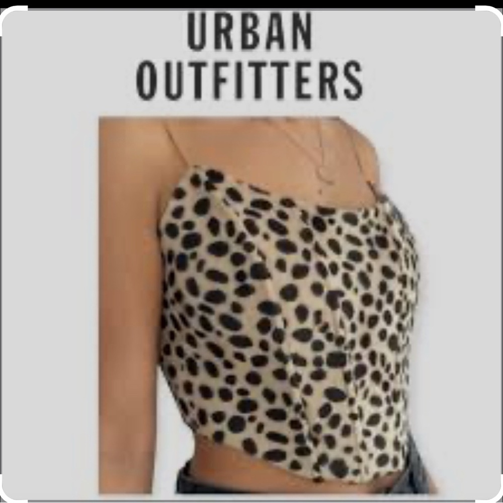 O.L.M Urban Outfitters Lexi Satin Cowl Corset Top beige tan Leopard Print Womens